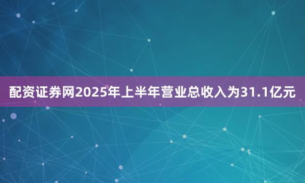 配资证券网2025年上半年营业总收入为31.1亿元